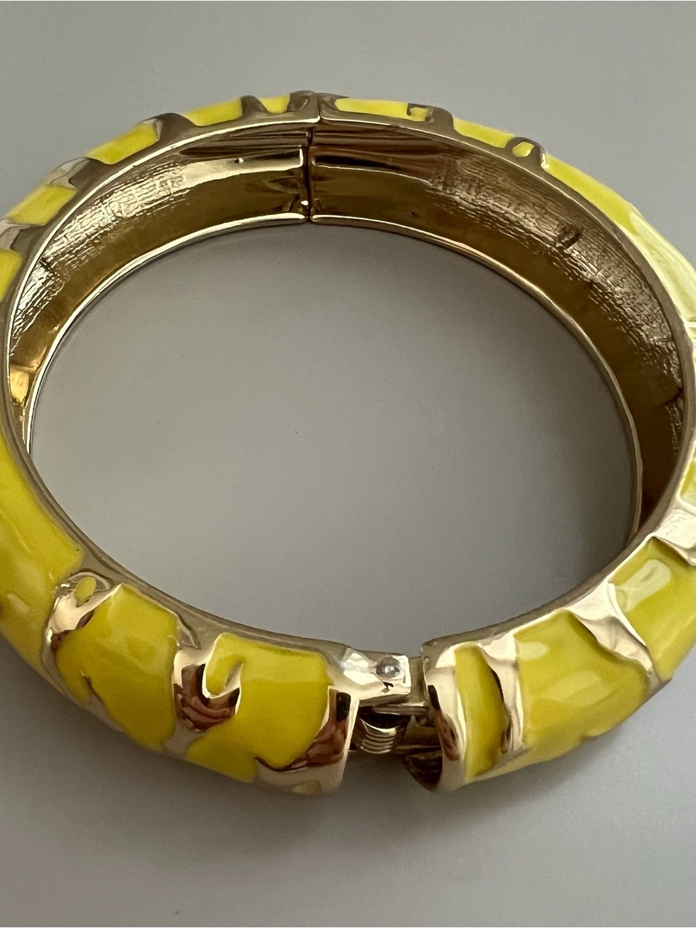 Yellow Enamel Hinged Bangle Bracelet - Women's Fashion Bracelet